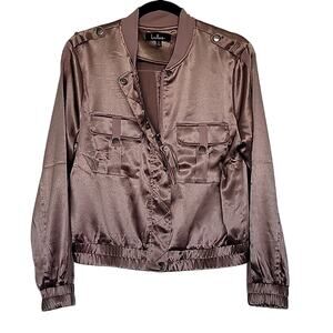 Lulus Hit the City Mauve Satin Bomber Jacket, S